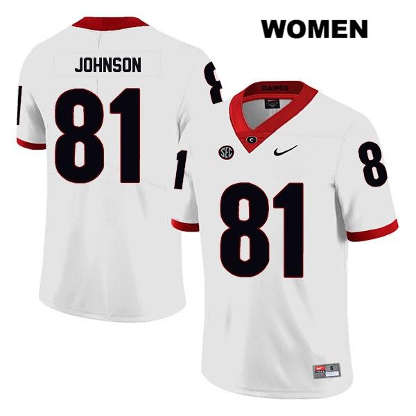 Georgia Bulldogs Women's Jaylen Johnson #81 NCAA Legend Authentic White Nike Stitched College Football Jersey MKP2356WO